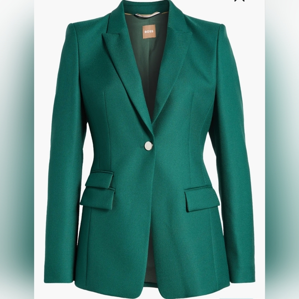 Boss Juicylara Virgin Wool Blazer Emerald Green New
